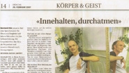 Bieler Tagblatt - Körper & Geist, Innehalten, durchatmen - Februar, 2007